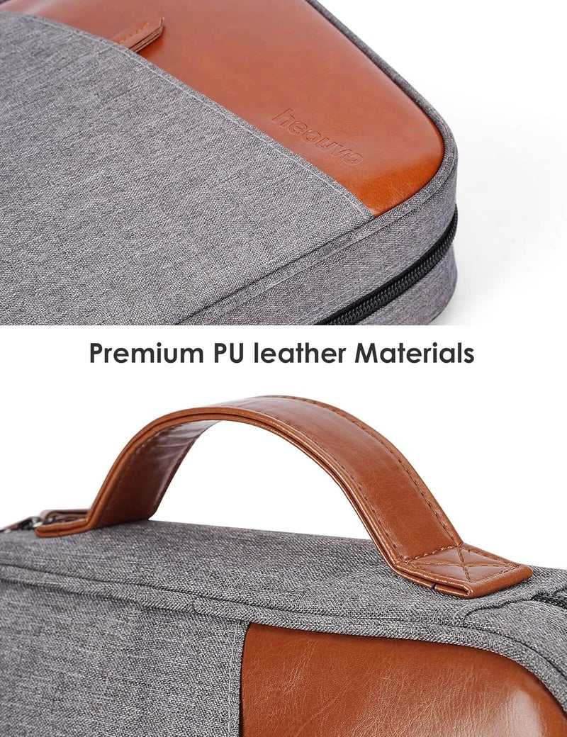 heouvo Bible Covers for Men, Bible Carrying Case with Pockets/Leather Handle, Multi-Functional Large Size Zippered Bible Bag, Great for Bible Study/Daily Use, Bible Case for Men (Gray) - Image 4
